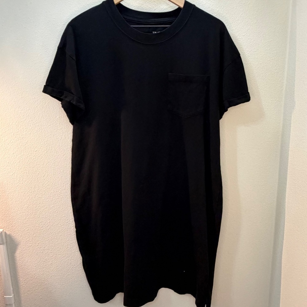 2‎ Time and Tru Black Short Sleeve T Shirt Dress Midi Length Pockets Size M/L